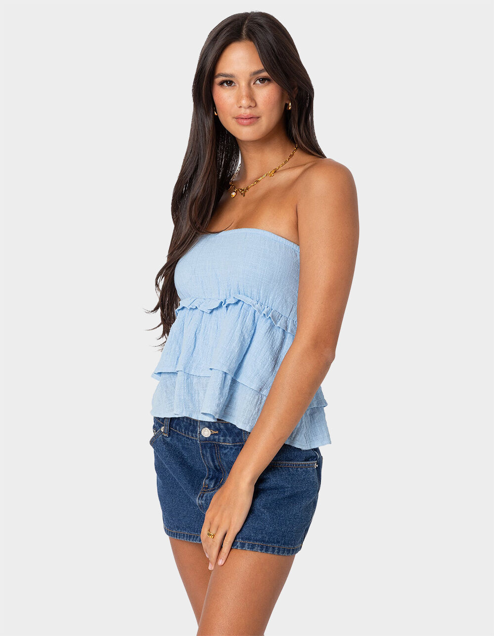 トップス THE TOE Pericles Peplum Top S Blue Pericles Peplum Top – THE TOÉ
