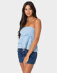 EDIKTED Linen Look Strapless Peplum Top image number 3