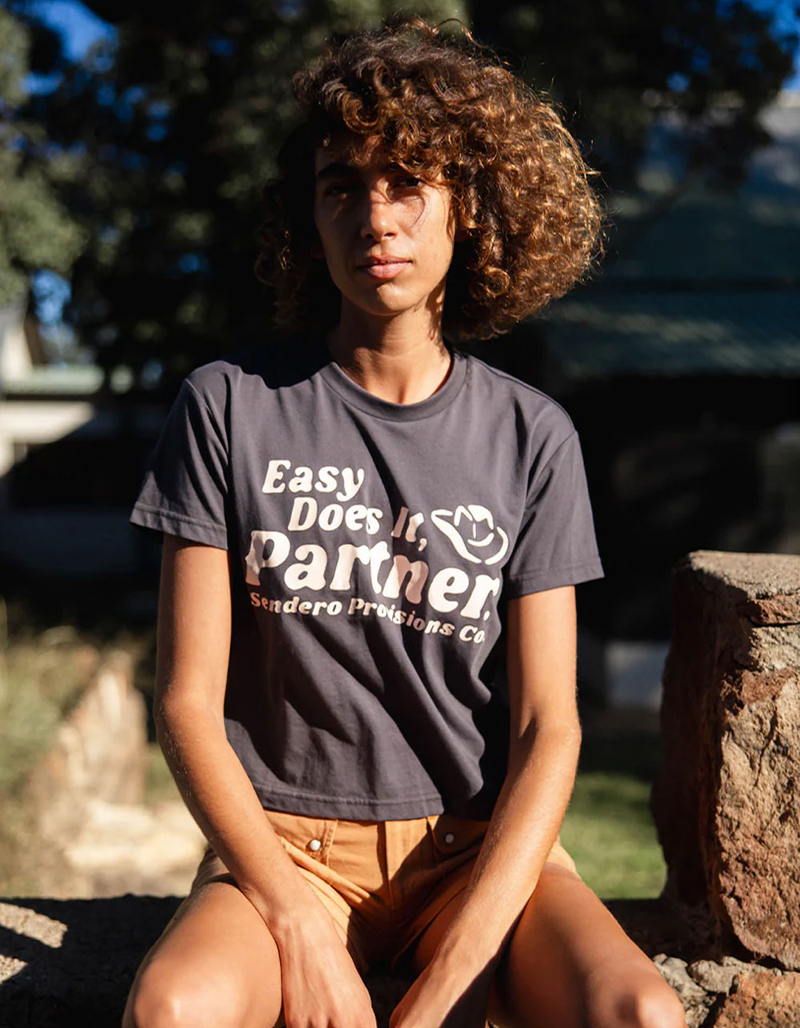 SENDERO PROVISIONS CO. Easy Does It Womens Crop Boxy Tee image number 1