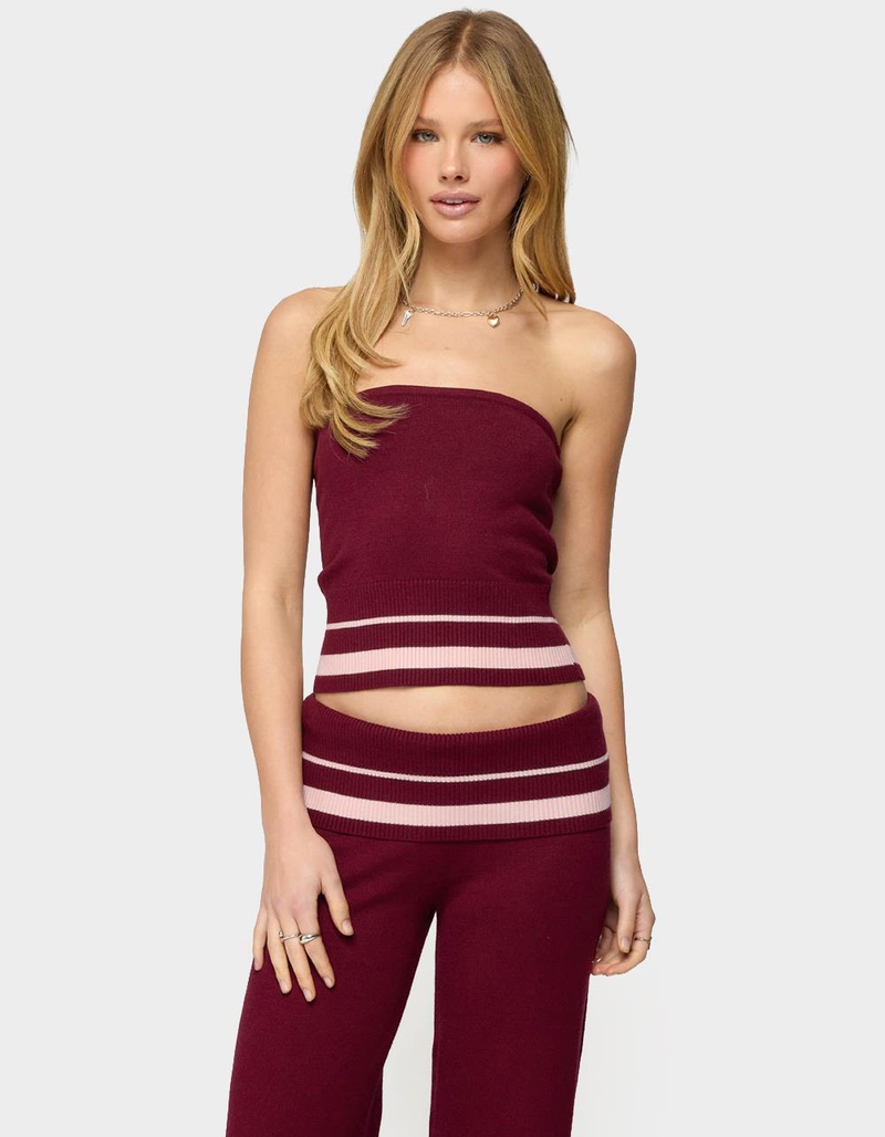 EDIKTED Kaliya Stripey Strapless Knit Top image number 0