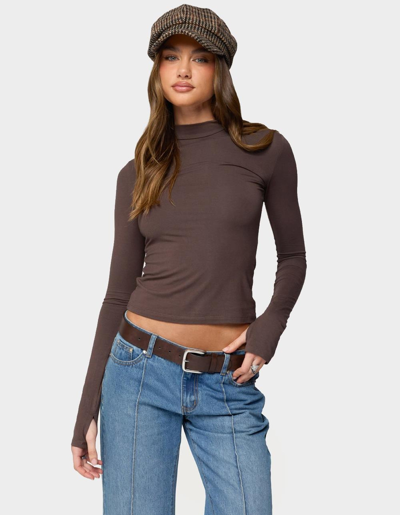 EDIKTED Binta Mock Neck Long Sleeve Top image number 0
