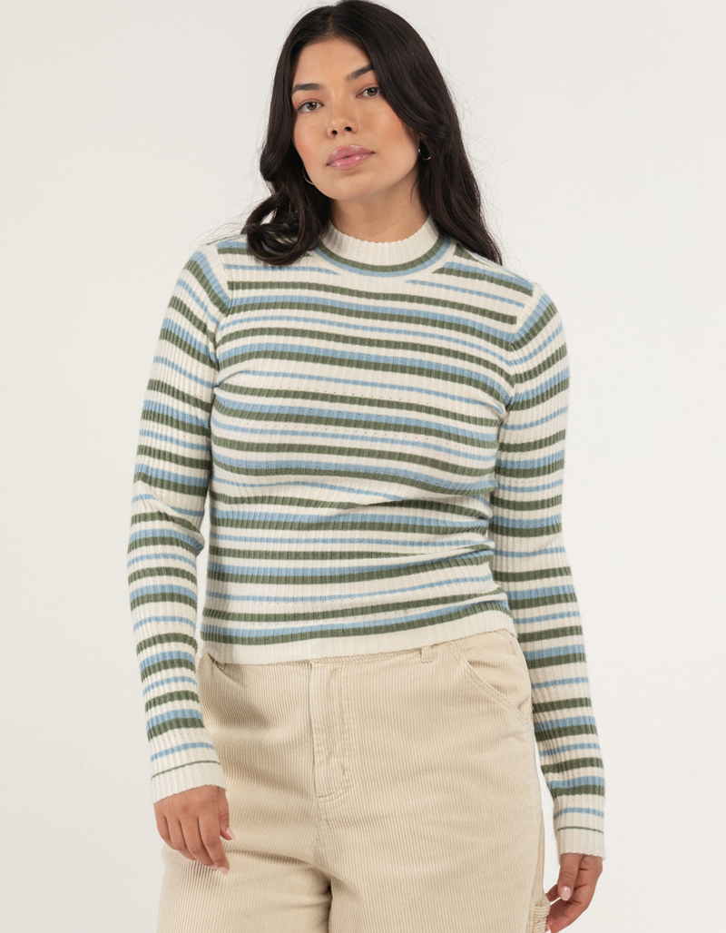 RSQ Womens Rib Stripe Mock Neck Pullover Sweater image number 4