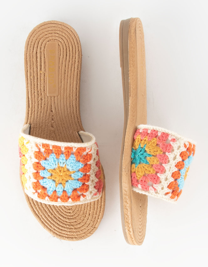 BAMBOO Athena Womens Crochet Flat Sandals image number 4