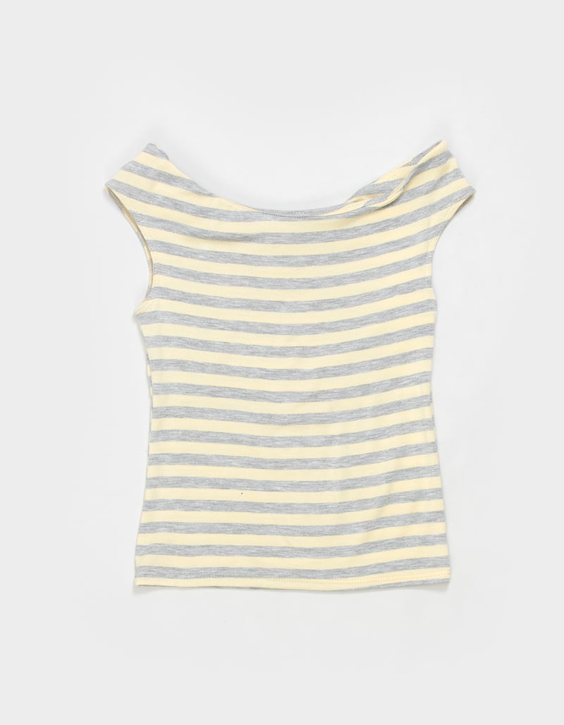 FULL TILT Off The Shoulder Girls Wide Stripe Top image number 0