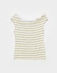 FULL TILT Off The Shoulder Girls Wide Stripe Top image number 1
