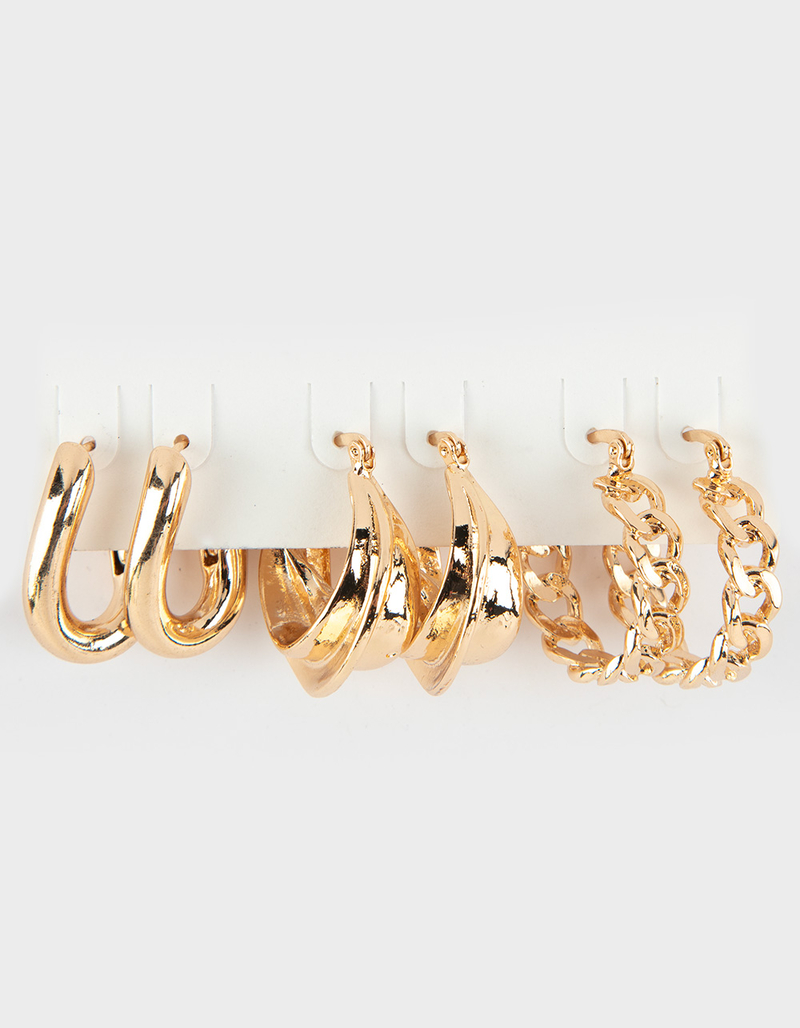 FULL TILT 3 Pack Chunky Chain Hoop Earring Set image number 0