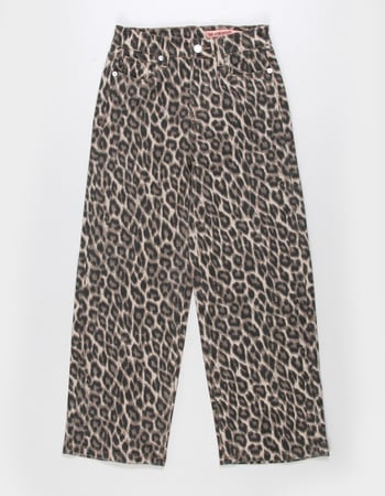 BLANK NYC Roaring Star Girls Leopard Print Wide Leg Jeans Alternative Image