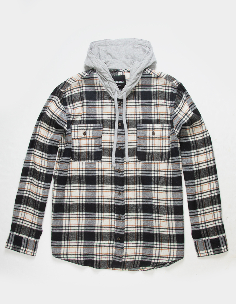 RSQ Mens Plaid Hooded Flannel image number 0