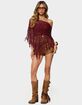 EDIKTED Fringe Sequin Crochet Poncho image number 5