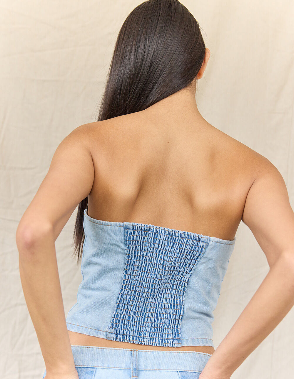 【meltthelady】denim9 Nina Leonard Sleeveless A-line Denim Twill Dress - 23457640