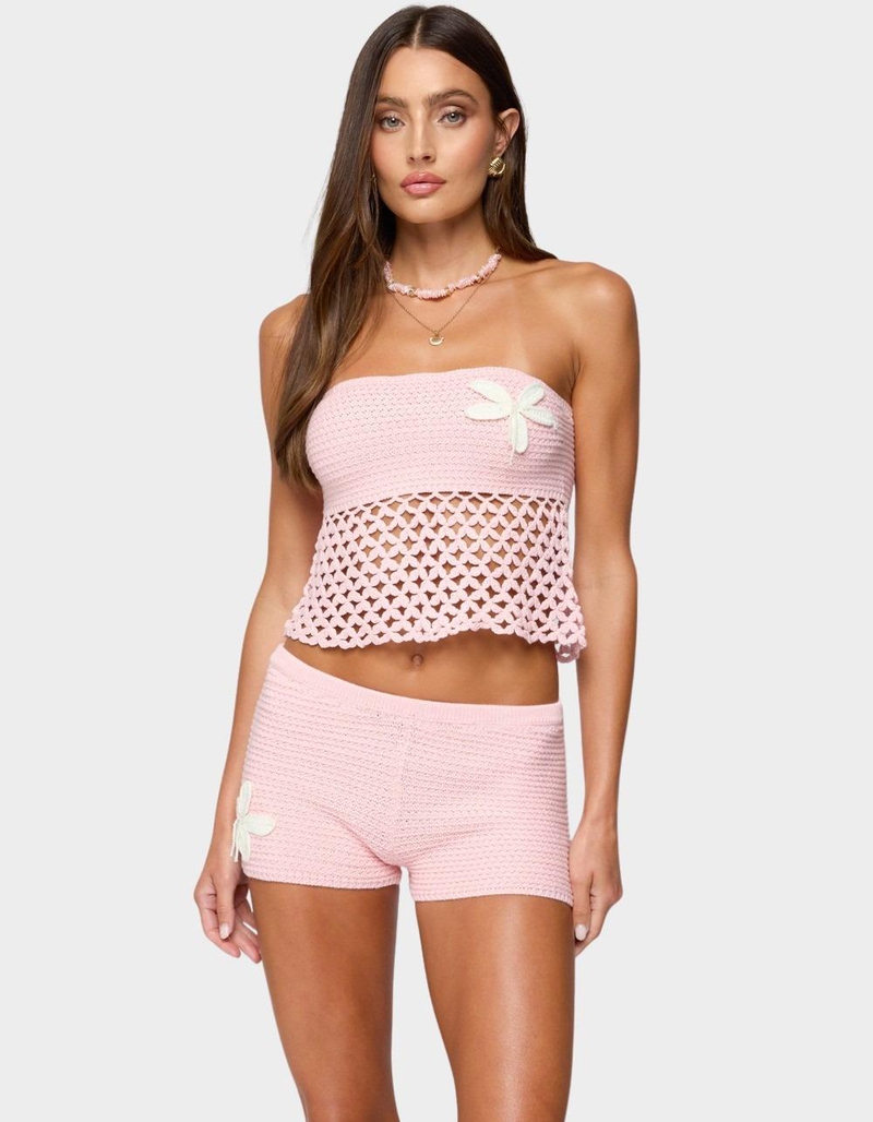EDIKTED Tahna Flower Strapless Crochet Top image number 0