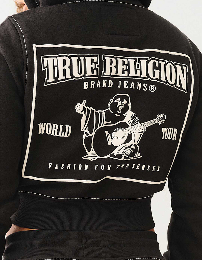 TRUE RELIGION Big T Womens Crop Shrunken Zip-Up Hoodie image number 2