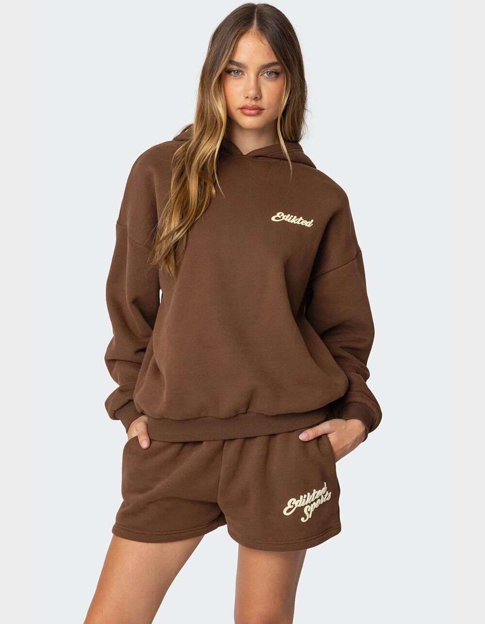 EDIKTED So Sporty Hoodie - BROWN | Tillys