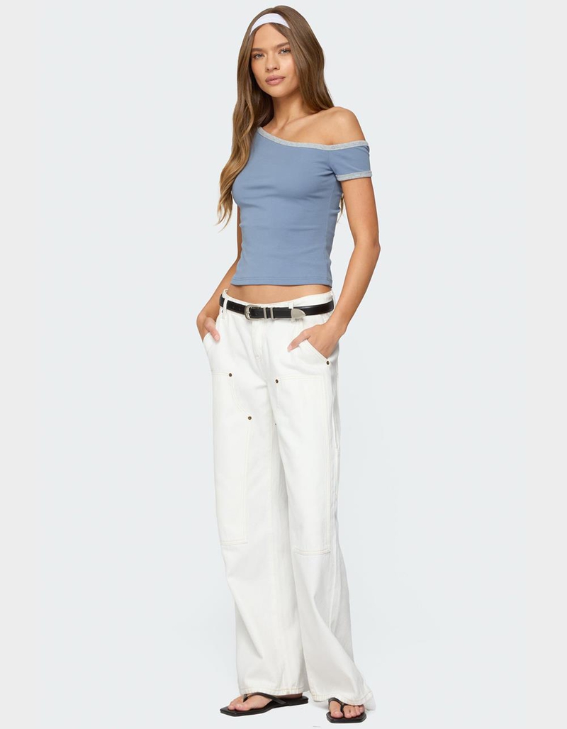 EDIKTED Lorna Contrast Off Shoulder Top image number 3