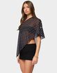 EDIKTED Sheer Chiffon Asymmetric Polka Dot Poncho image number 3