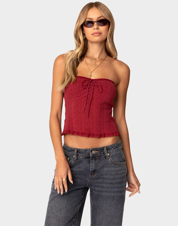 EDIKTED Lacey Knit Tube Top Primary Image