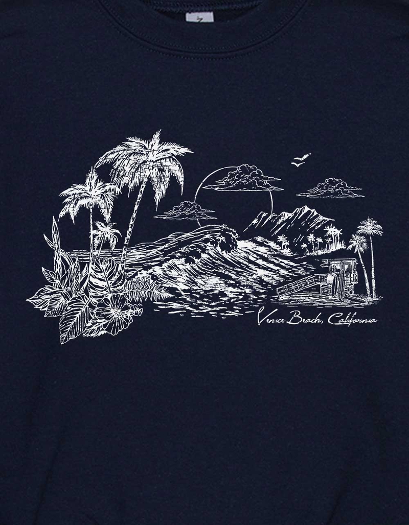VENICE BEACH Sunset Distressed Unisex Kids Crewneck Sweatshirt image number 1