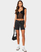 EDIKTED Tomboy Low Rise Denim Shorts image number 5