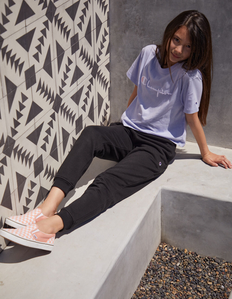 CHAMPION Fleece Girls Black Jogger Sweatpants image number 0