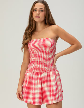 RSQ Womens Gingham Tube Dress Primary Image