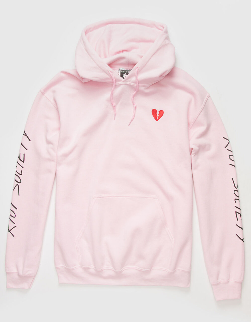 RIOT SOCIETY Broken Heart Mens Pink Hoodie image number 0
