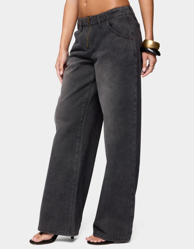 EDIKTED Aliyah Zip Low Rise Jeans image number 1