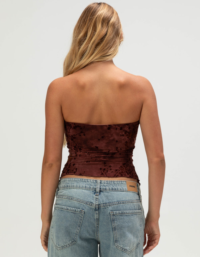 WEST OF MELROSE Womens Flocked Tube Top image number 3