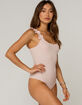 IVY & MAIN Ruffle Strap Womens Pink Bodysuit image number 1
