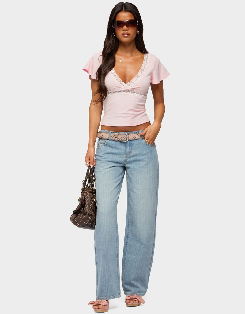EDIKTED Yvetta Lacey Flutter Sleeve Top image number 4