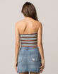 SKY AND SPARROW Ribbed Stripe Green Womens Tube Top image number 3