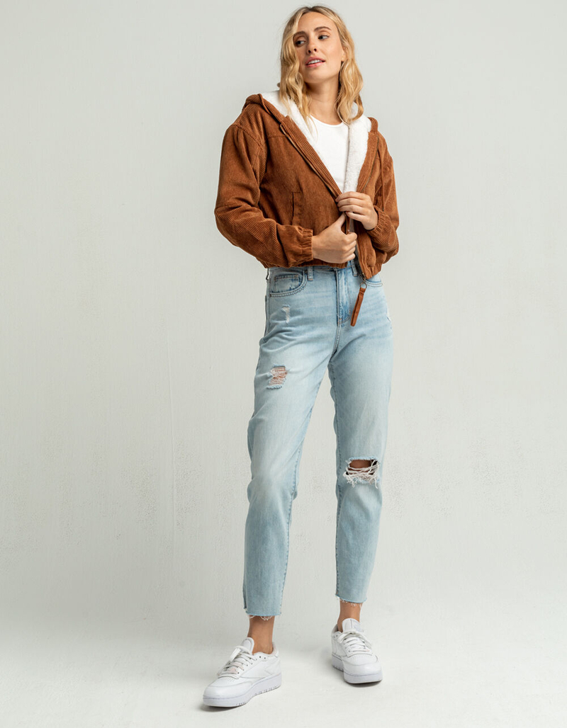 ASHLEY Corded Sherpa Womens Camel Hooded Jacket image number 3