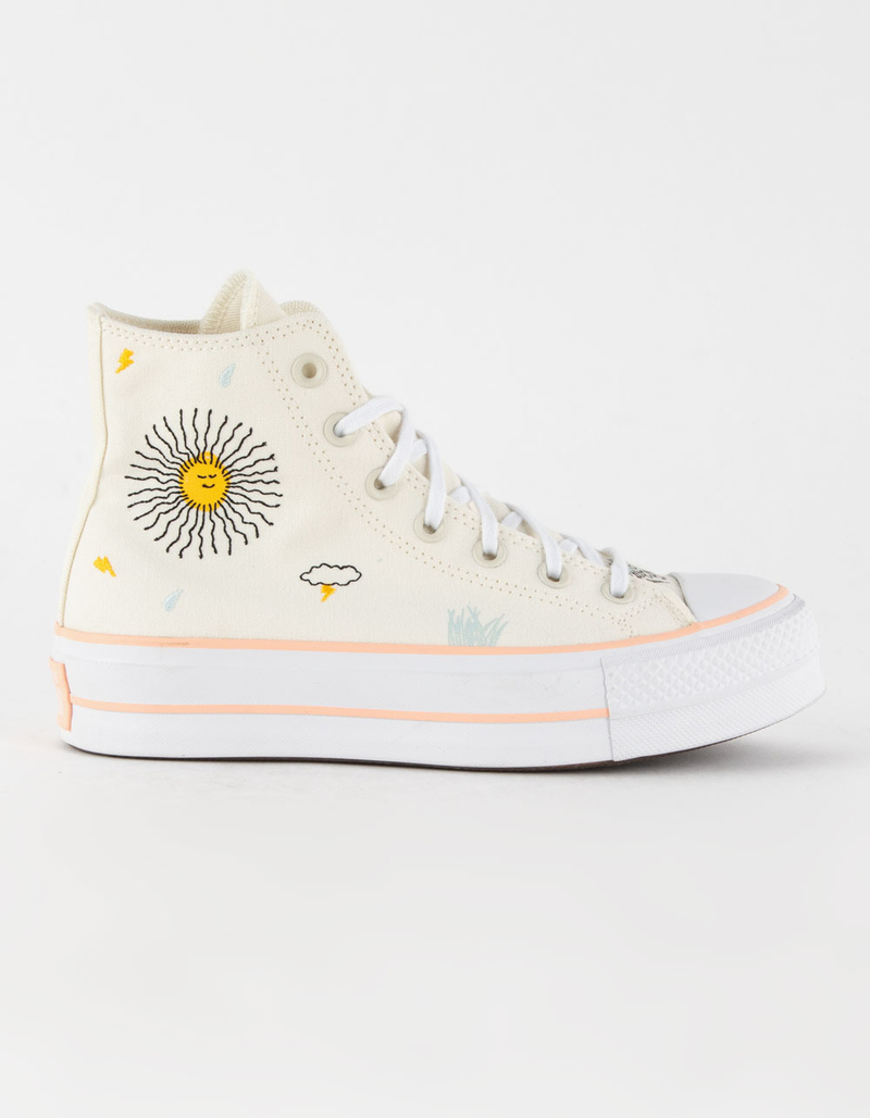 CONVERSE Chuck Taylor All Star Lift Platform Floral Embroidery Womens High Top Shoes image number 1
