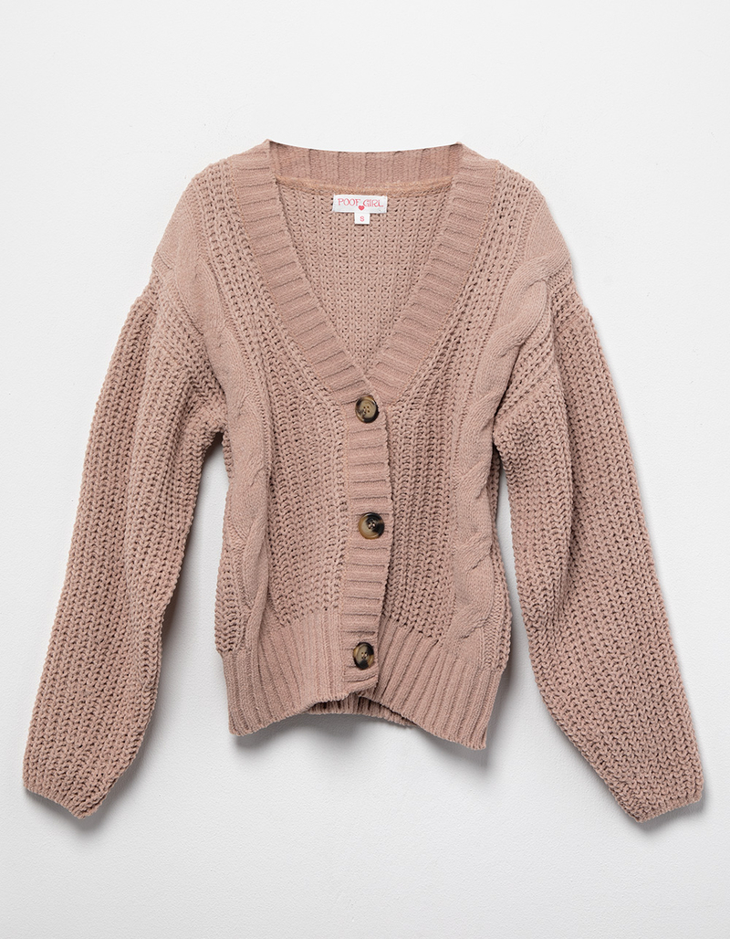 POOF Cable Knit Button Girls Cardigan image number 0