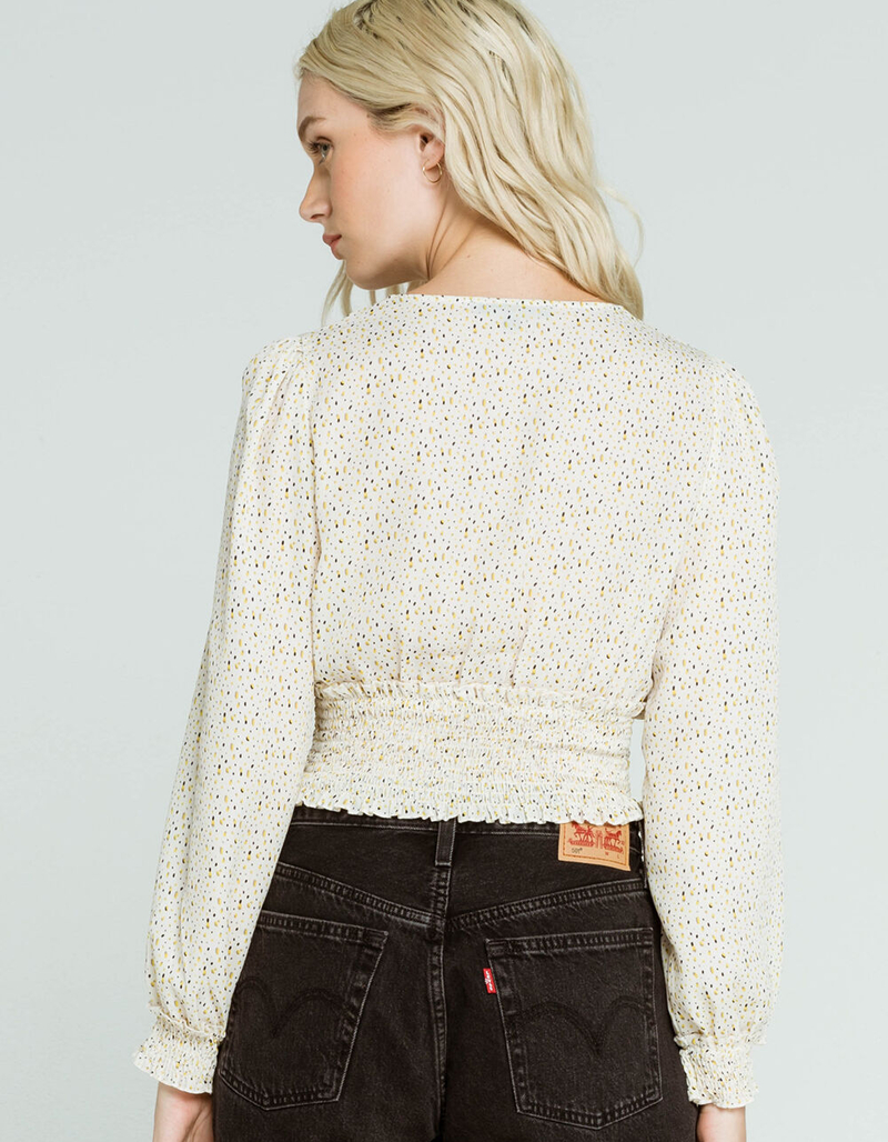 LOVE TREE Button Smock Dot Womens Ivory Top image number 2