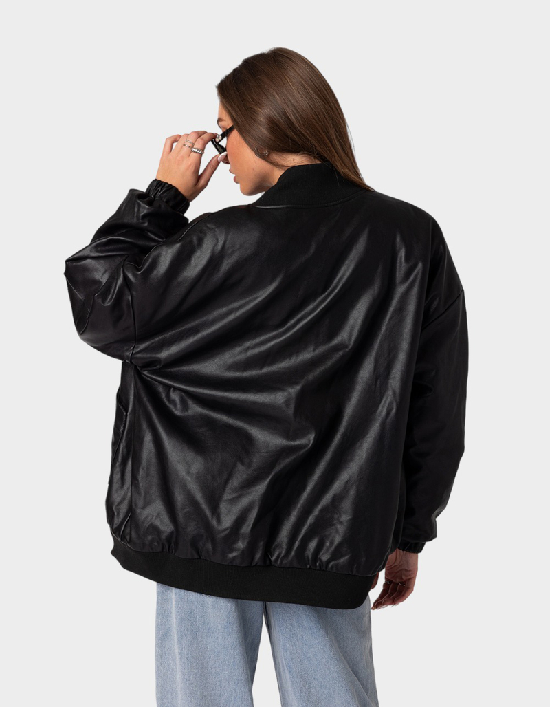EDIKTED Oversized Faux Leather Womens Jacket image number 4