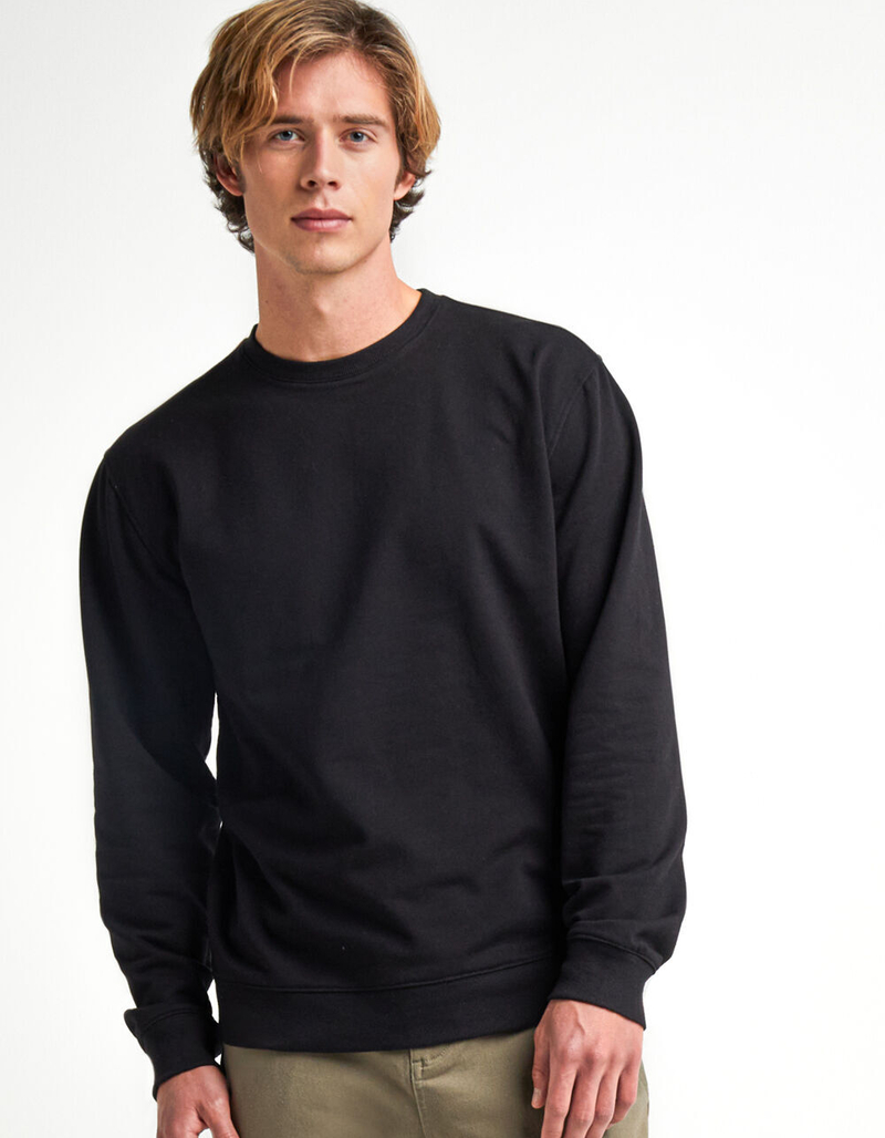 RSQ Mens Solid Crewneck Black Sweatshirt image number 4