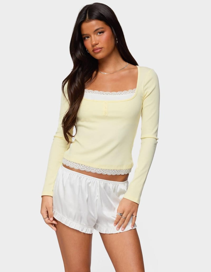 EDIKTED Joana Layered Lacey Henley Top image number 0