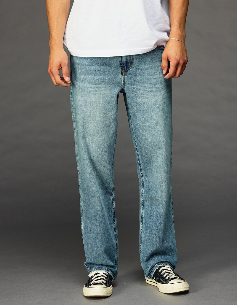 RSQ Mens Straight Medium Wash Denim Jeans image number 1
