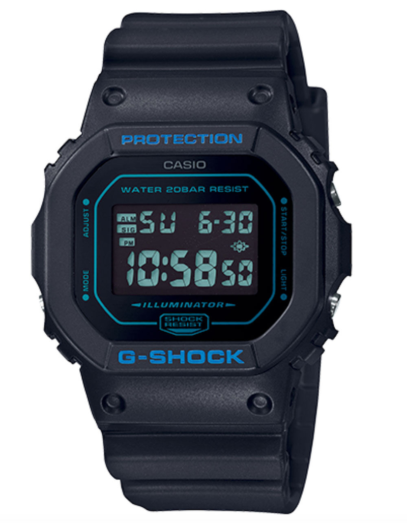 G-SHOCK DW5600BBM-1 Black & Blue Digital Watch image number 0
