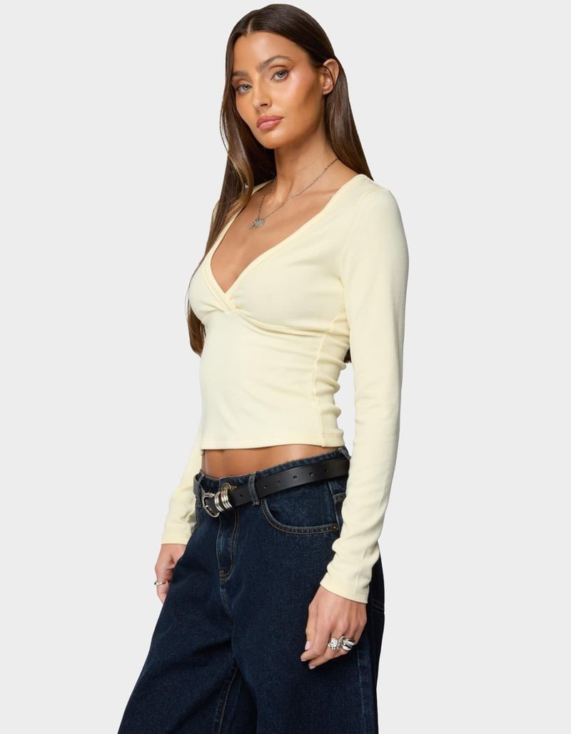 EDIKTED Doron V-Neck Long Sleeve Top image number 1