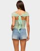EDIKTED Shoulder Tie Lacey Sheer Mesh Top image number 3