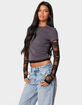 EDIKTED Layered Lace Sleeve Tee image number 3