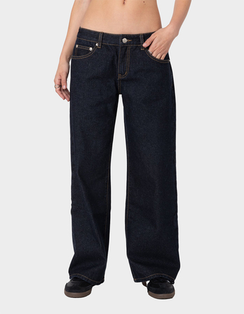 EDIKTED Petite Raelynn Washed Low Rise Jeans Primary Image
