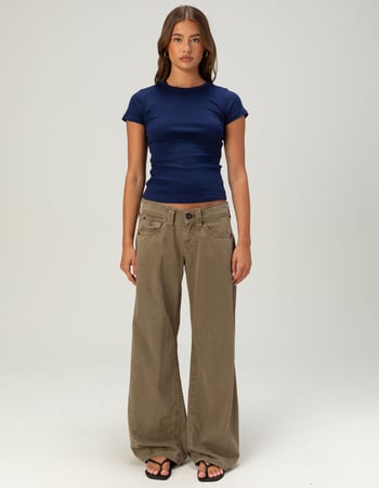 BOZZOLO Womens Rib Long Baby Tee Alternative Image