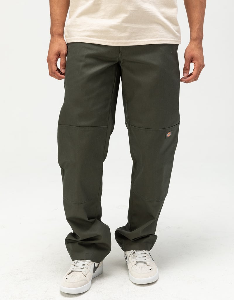 DICKIES Double Knee Slim Straight Mens Pants - OLIVE