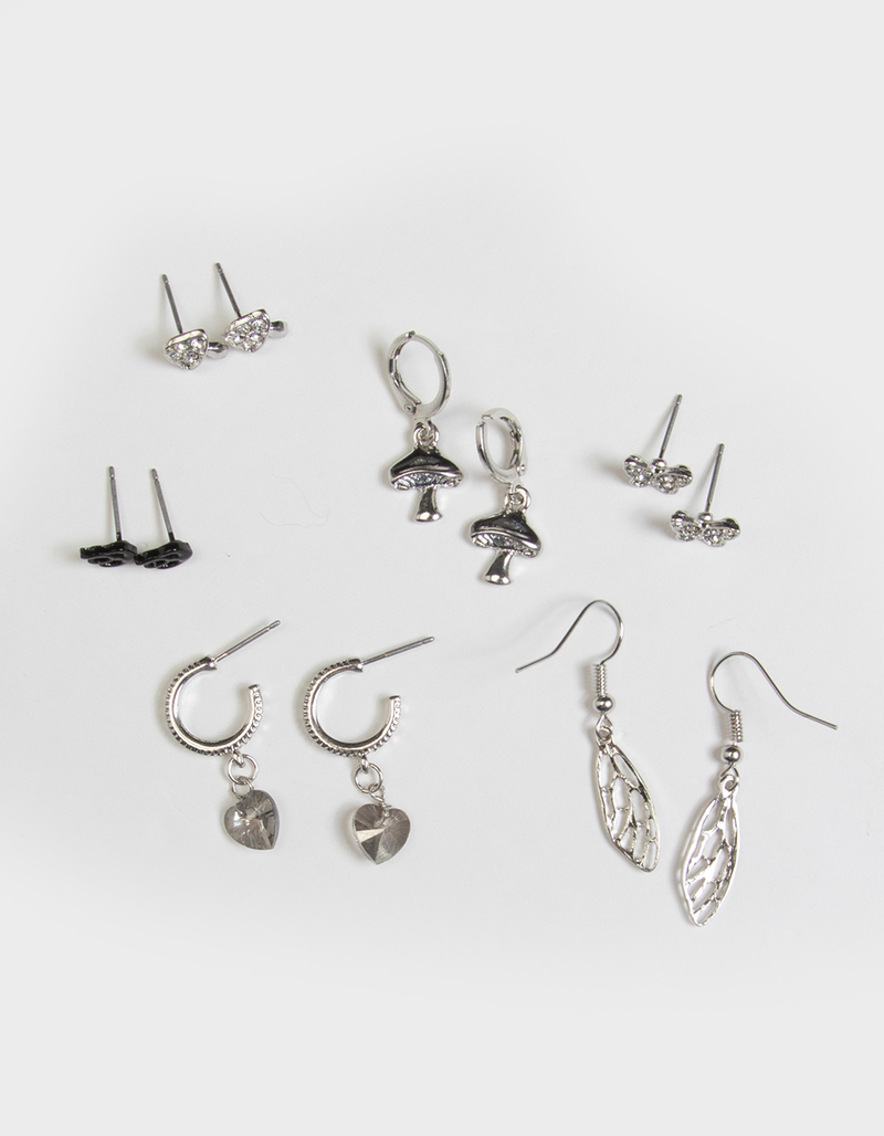 FULL TILT 6 Piece Fairy Wings & Mushroom Earrings image number 1