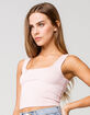 BOZZOLO Square Neck Womens Pink Crop Tank Top image number 2