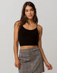 BOZZOLO Ribbed Elastic Spaghetti Strap Black Womens Crop Cami image number 2