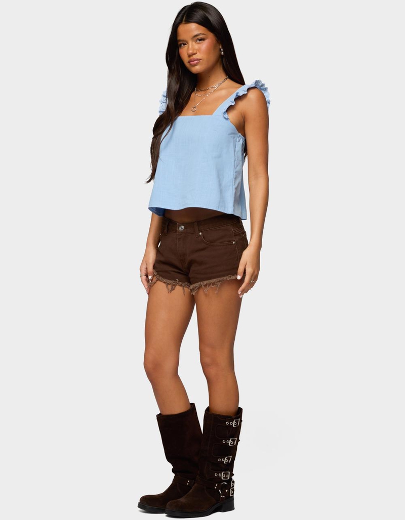 EDIKTED Josefina Low Rise Denim Shorts image number 3