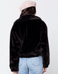 KNOW ONE CARES Fur Zip Womens Black Jacket image number 3